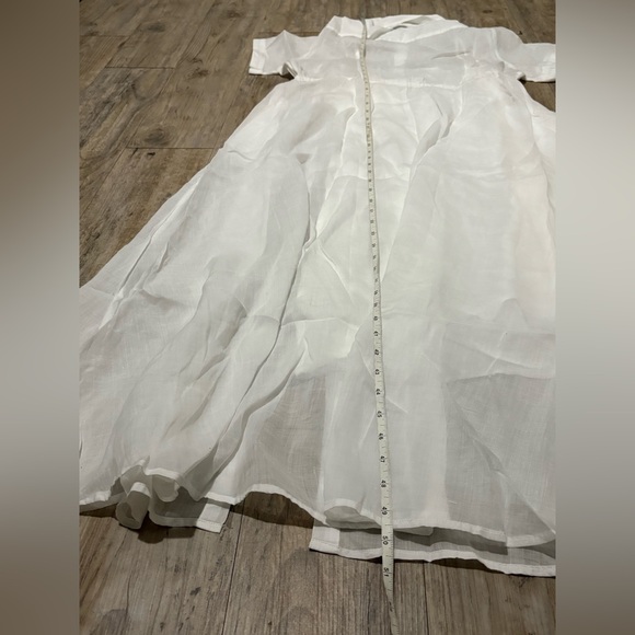 J. Crew Women's White Cerise Shirt-Dress in Ramie, Size 14 - Picture 8 of 9